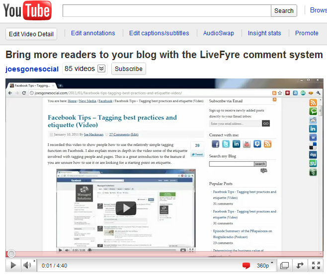 Screenshot of the LiveFyre Comment System Video