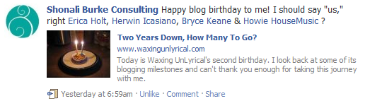 Shonali Burke 2 Yr Anniversary of Waxing Unlyrical