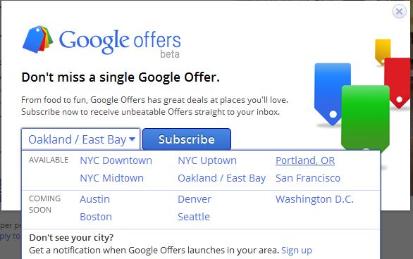 Google Offers Beta Locations